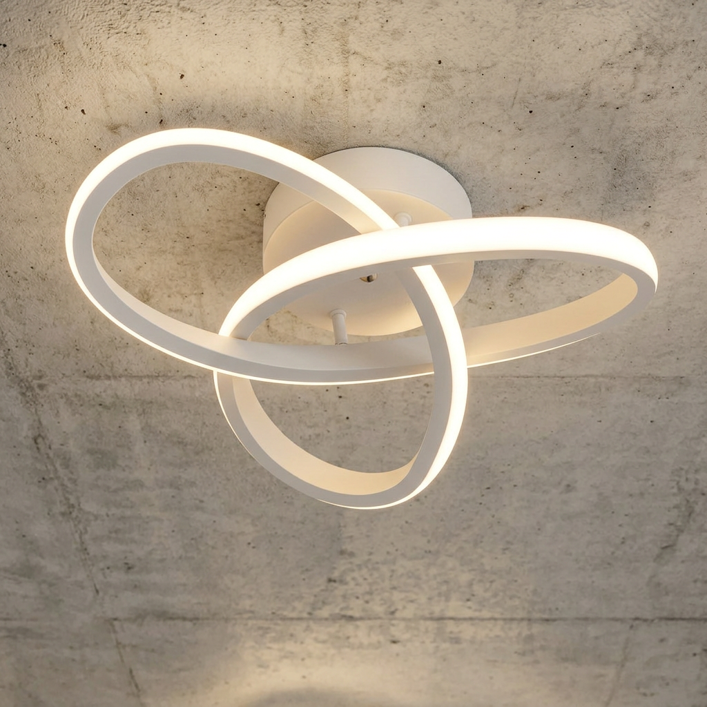 Ceiling Lamp Modern LED Flush Mount with Interlocking Ring Design