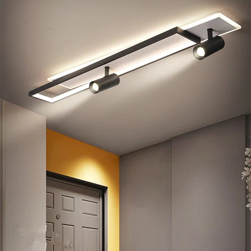 Ceiling Lamp Modern LED with Adjustable Spotlights and Integrated Panel Light