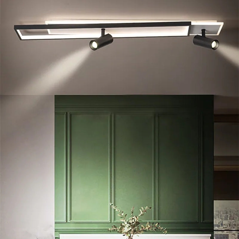 Ceiling Lamp Modern LED with Adjustable Spotlights and Integrated Panel Light