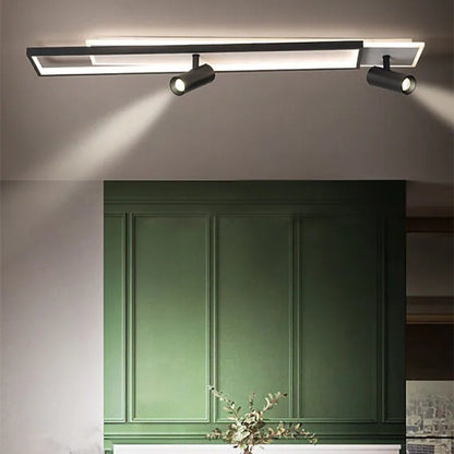 Ceiling Lamp Modern LED with Adjustable Spotlights and Integrated Panel Light