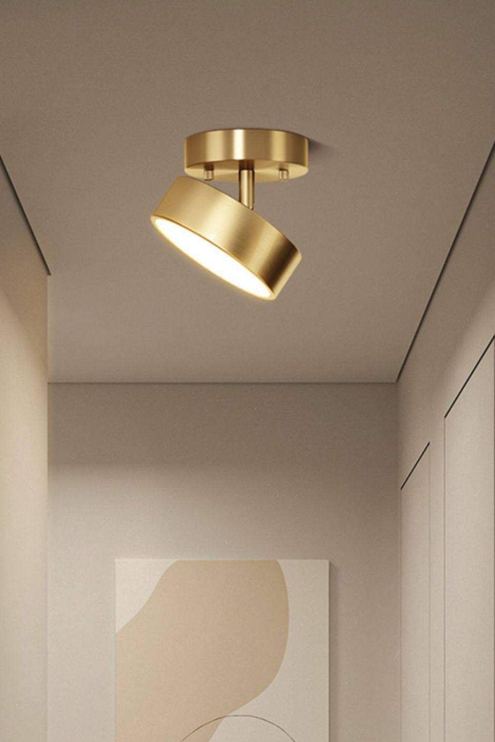 Ceiling Lamp Modern Minimalist with Rotating Round Shade and Integrated LED