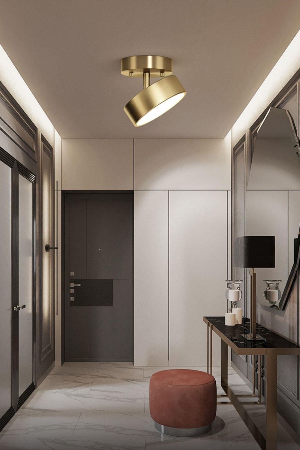 Ceiling Lamp Modern Minimalist with Rotating Round Shade and Integrated LED