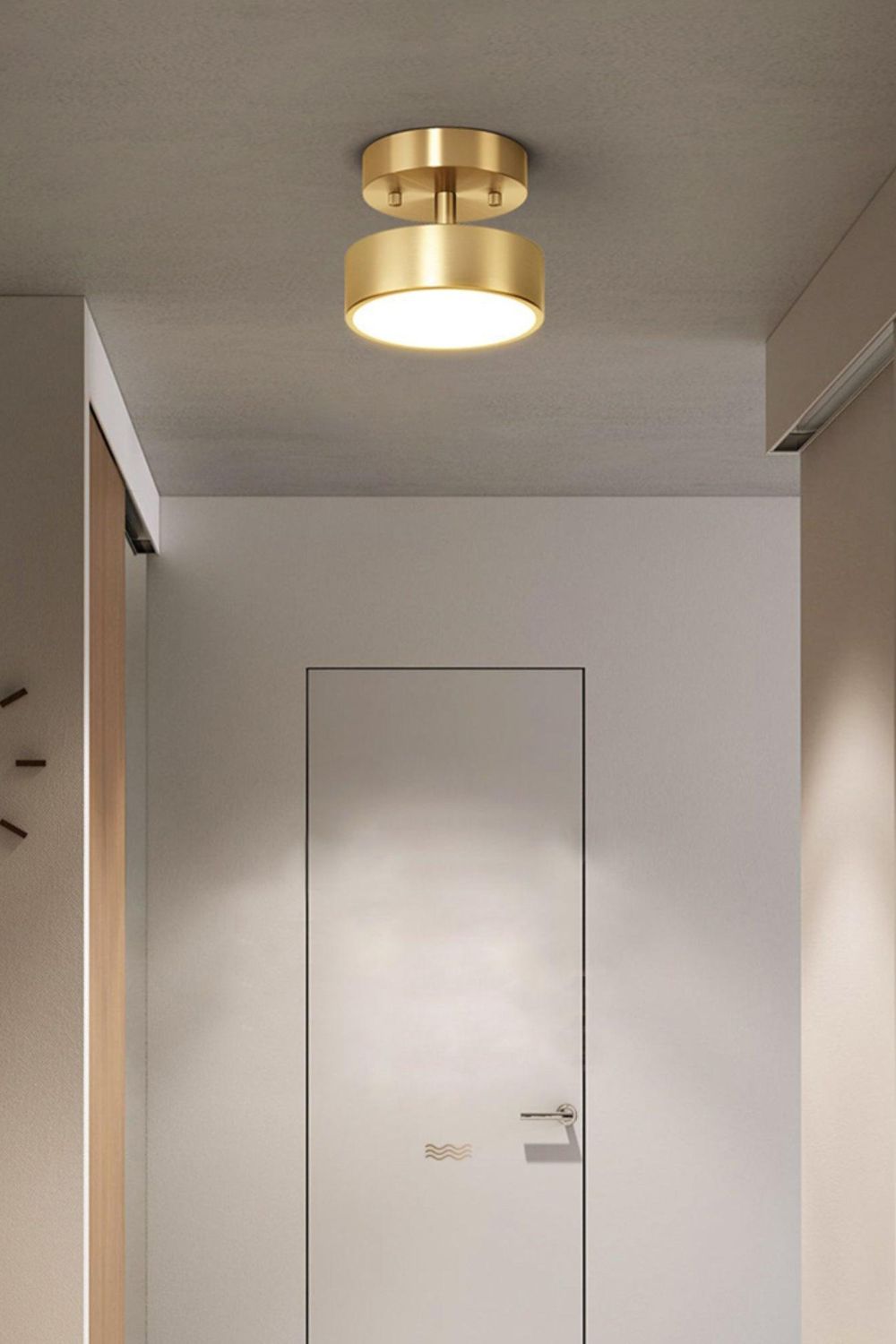 Ceiling Lamp Modern Minimalist with Rotating Round Shade and Integrated LED