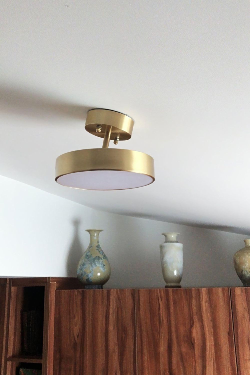 Ceiling Lamp Modern Minimalist with Rotating Round Shade and Integrated LED