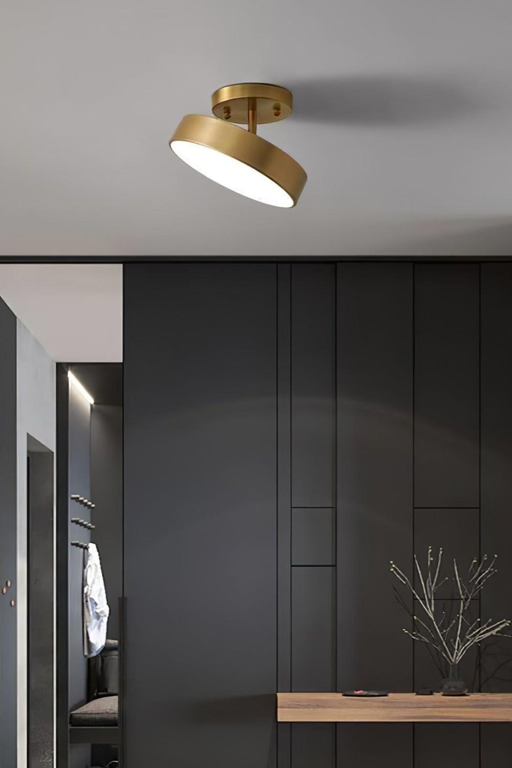 Ceiling Lamp Modern Minimalist with Rotating Round Shade and Integrated LED