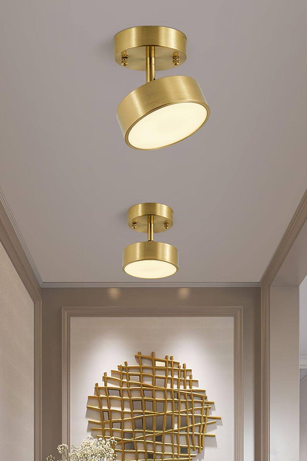 Ceiling Lamp Modern Minimalist with Rotating Round Shade and Integrated LED