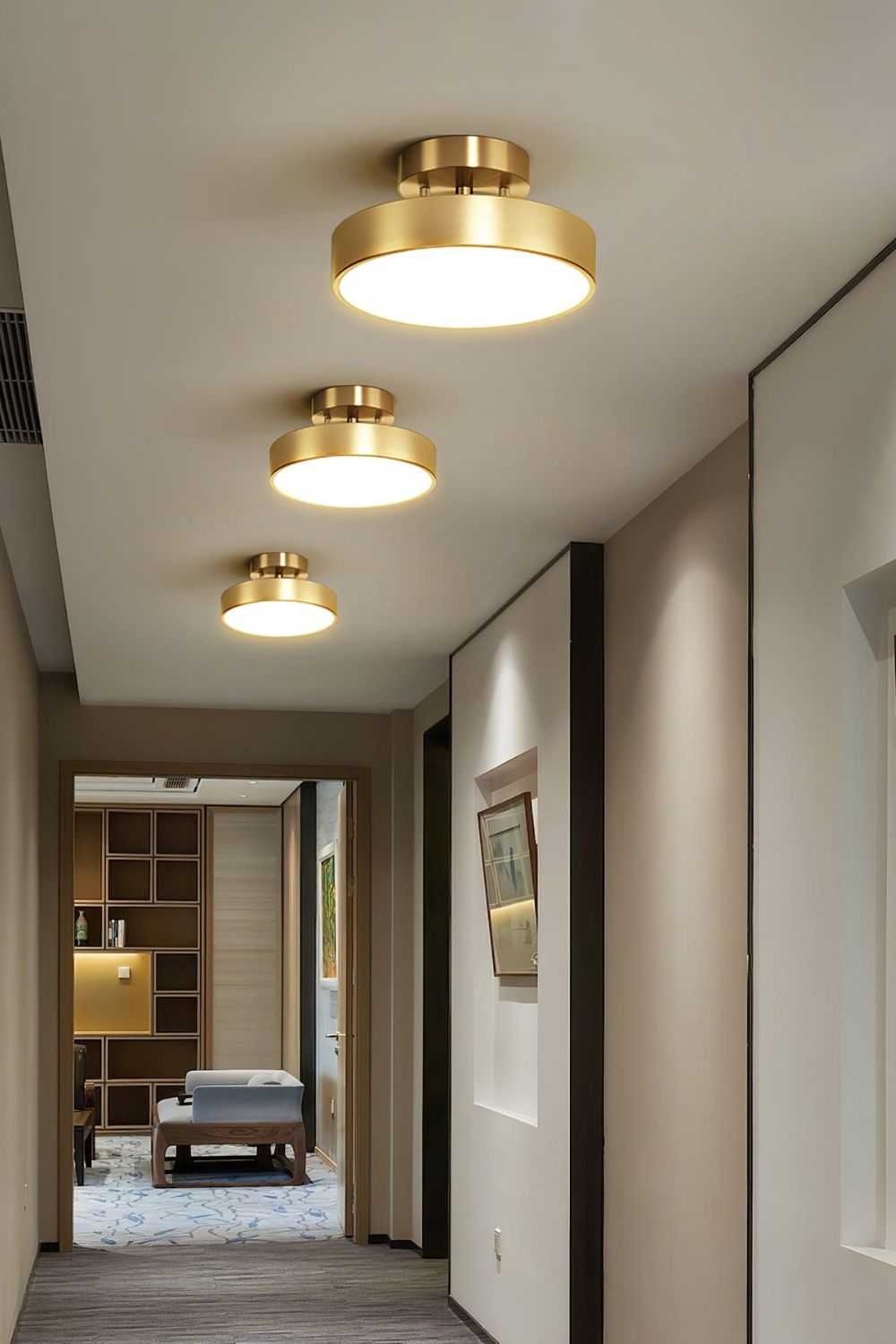 Ceiling Lamp Modern Minimalist with Rotating Round Shade and Integrated LED