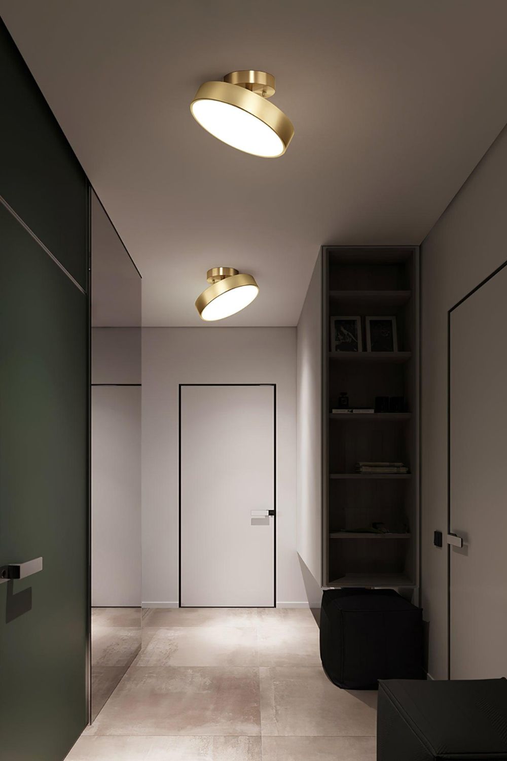Ceiling Lamp Modern Minimalist with Rotating Round Shade and Integrated LED