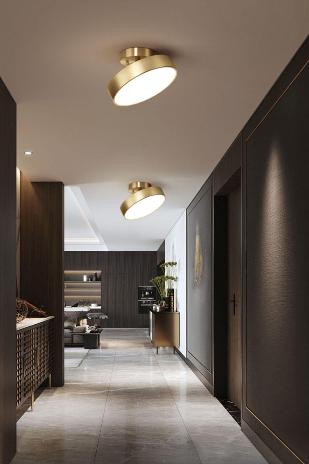 Ceiling Lamp Modern Minimalist with Rotating Round Shade and Integrated LED