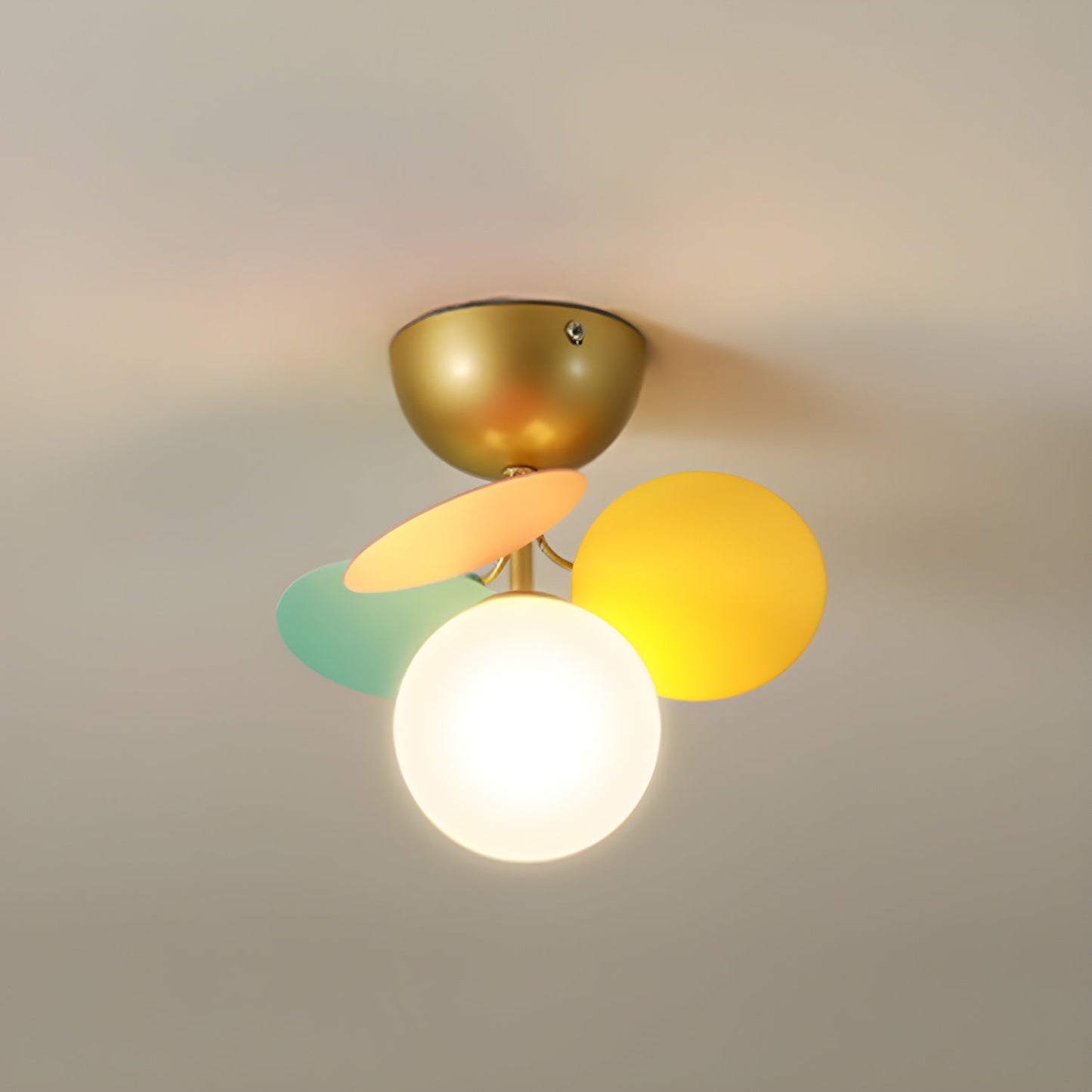 Ceiling Lamp Modern with Pastel Acrylic Discs and Globe Shades
