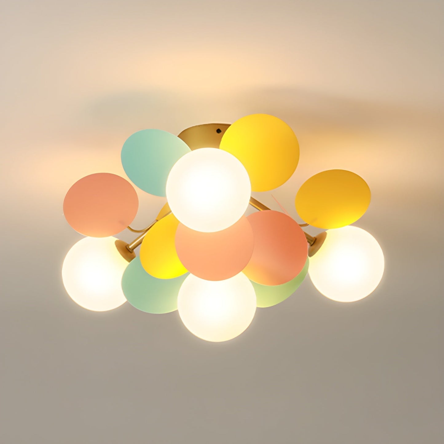 Ceiling Lamp Modern with Pastel Acrylic Discs and Globe Shades