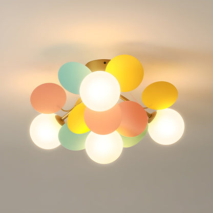 Ceiling Lamp Modern with Pastel Acrylic Discs and Globe Shades