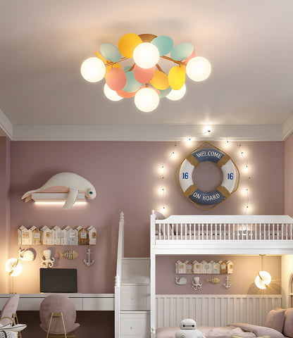 Ceiling Lamp Modern with Pastel Acrylic Discs and Globe Shades