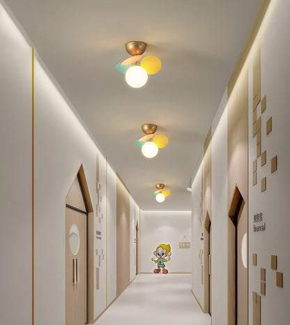 Ceiling Lamp Modern with Pastel Acrylic Discs and Globe Shades