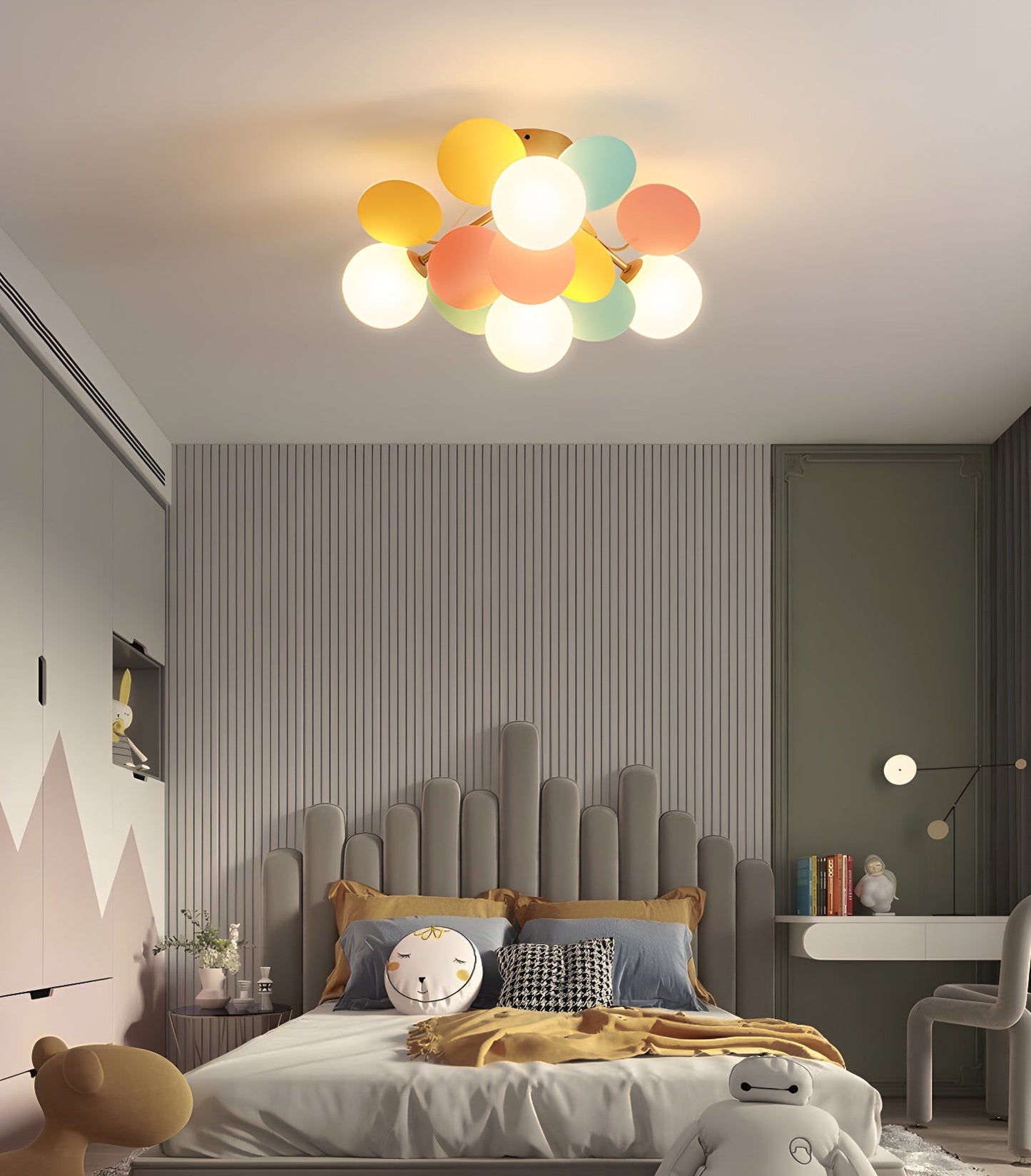 Ceiling Lamp Modern with Pastel Acrylic Discs and Globe Shades