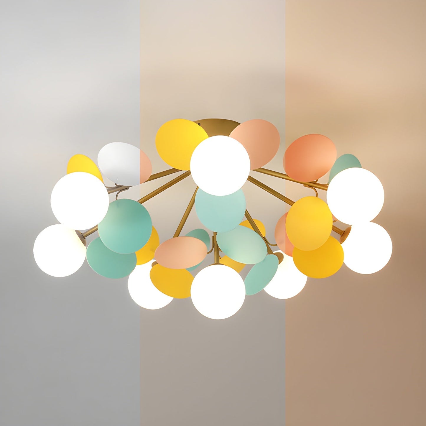 Ceiling Lamp Modern with Pastel Acrylic Discs and Globe Shades