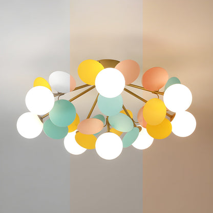 Ceiling Lamp Modern with Pastel Acrylic Discs and Globe Shades