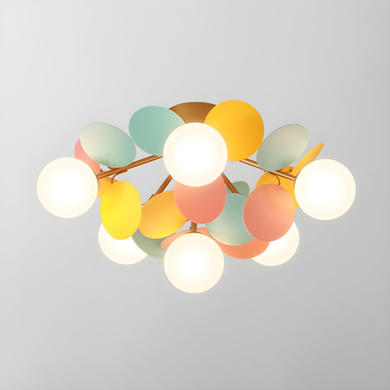 Ceiling Lamp Modern with Pastel Acrylic Discs and Globe Shades