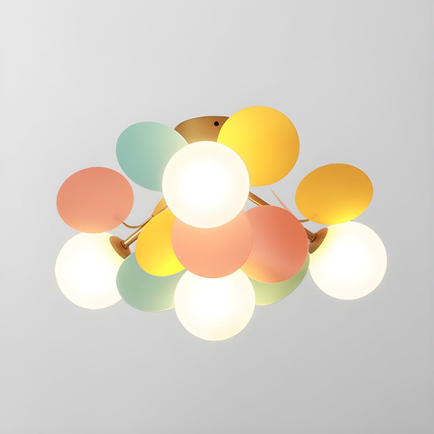 Ceiling Lamp Modern with Pastel Acrylic Discs and Globe Shades
