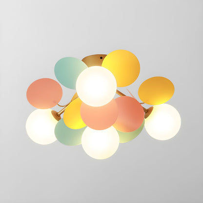 Ceiling Lamp Modern with Pastel Acrylic Discs and Globe Shades