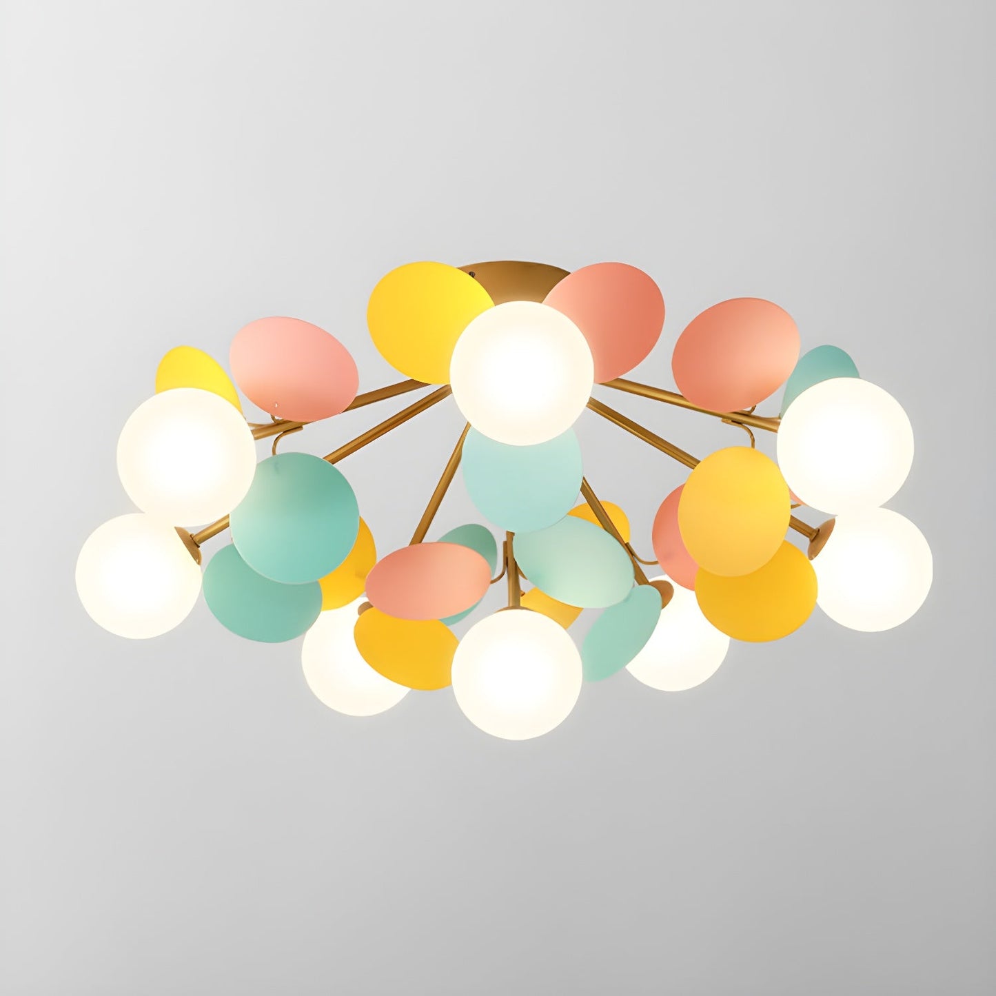 Ceiling Lamp Modern with Pastel Acrylic Discs and Globe Shades