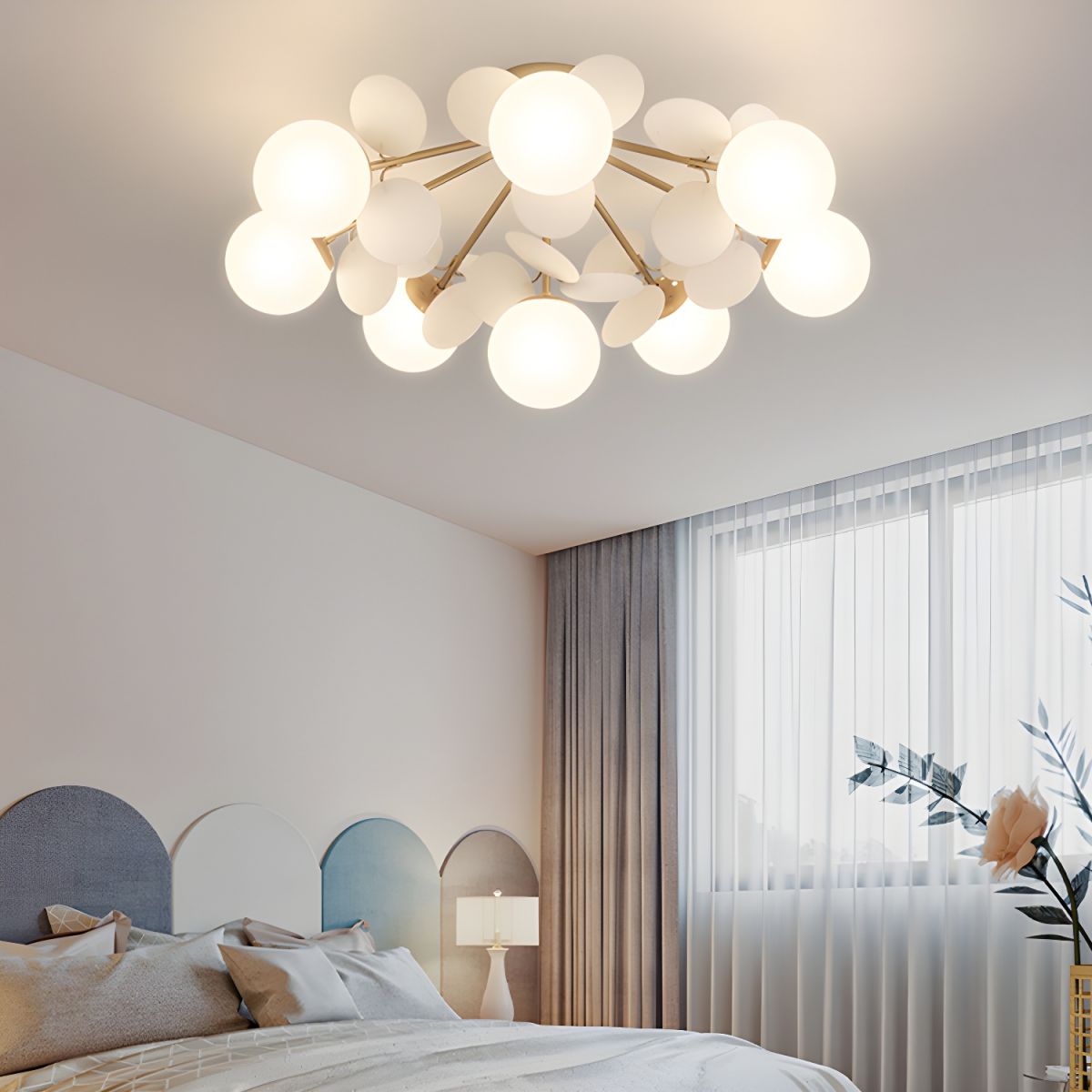 Ceiling Lamp Modern with Pastel Acrylic Discs and Globe Shades