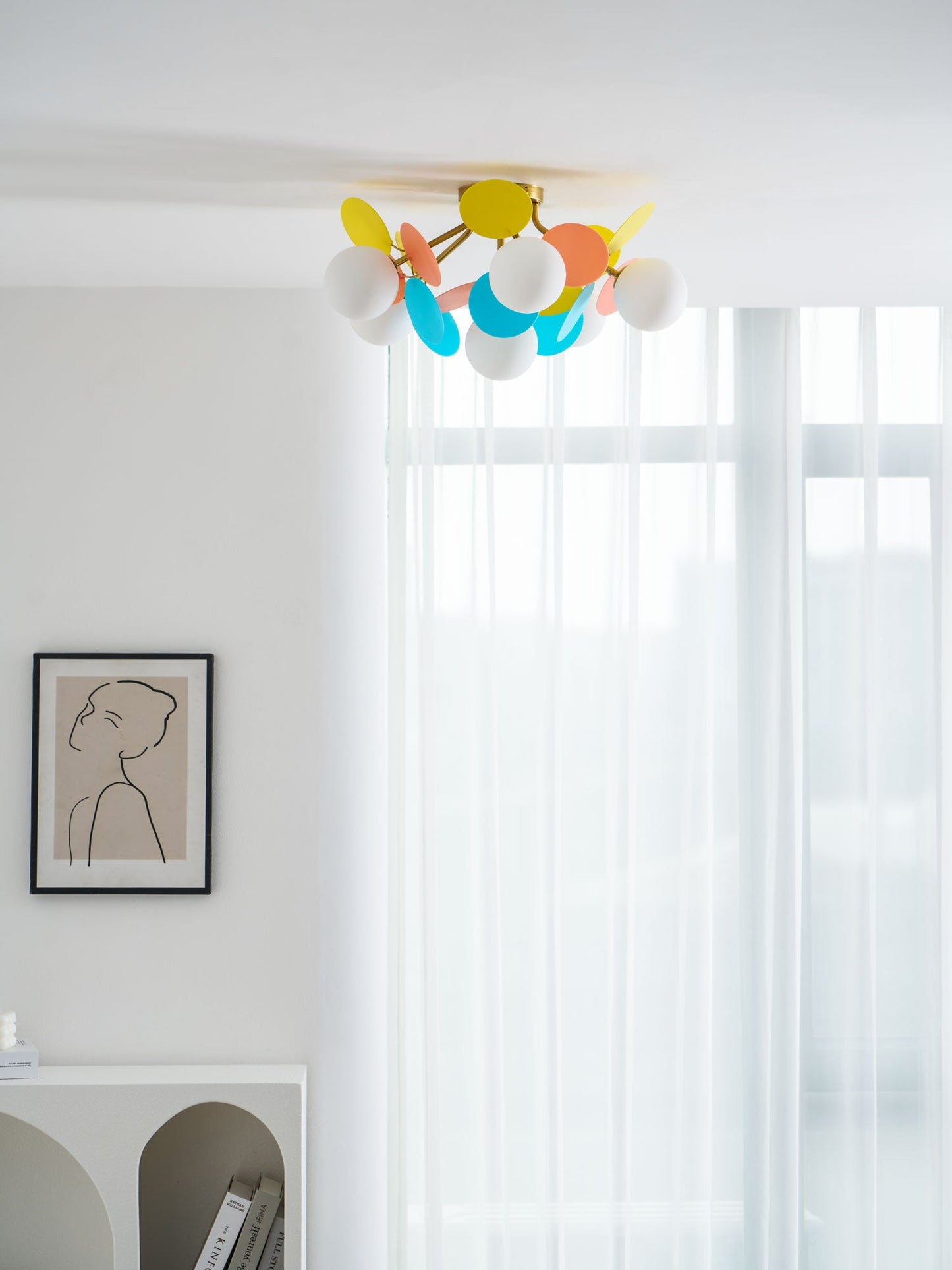Ceiling Lamp Modern with Pastel Acrylic Discs and Globe Shades