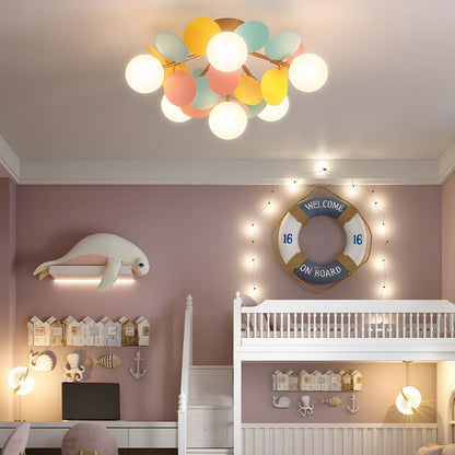 Ceiling Lamp Modern with Pastel Acrylic Discs and Globe Shades
