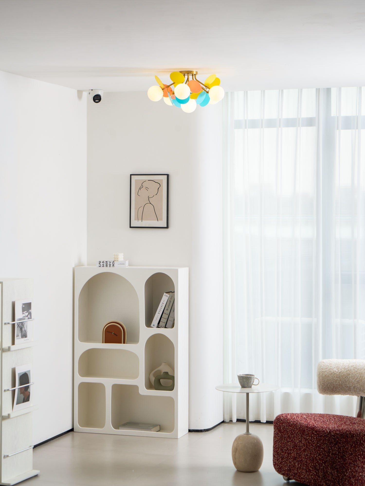 Ceiling Lamp Modern with Pastel Acrylic Discs and Globe Shades