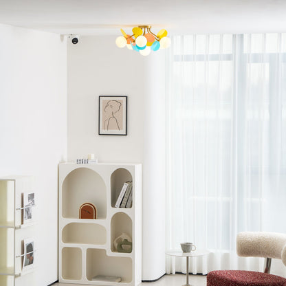 Ceiling Lamp Modern with Pastel Acrylic Discs and Globe Shades