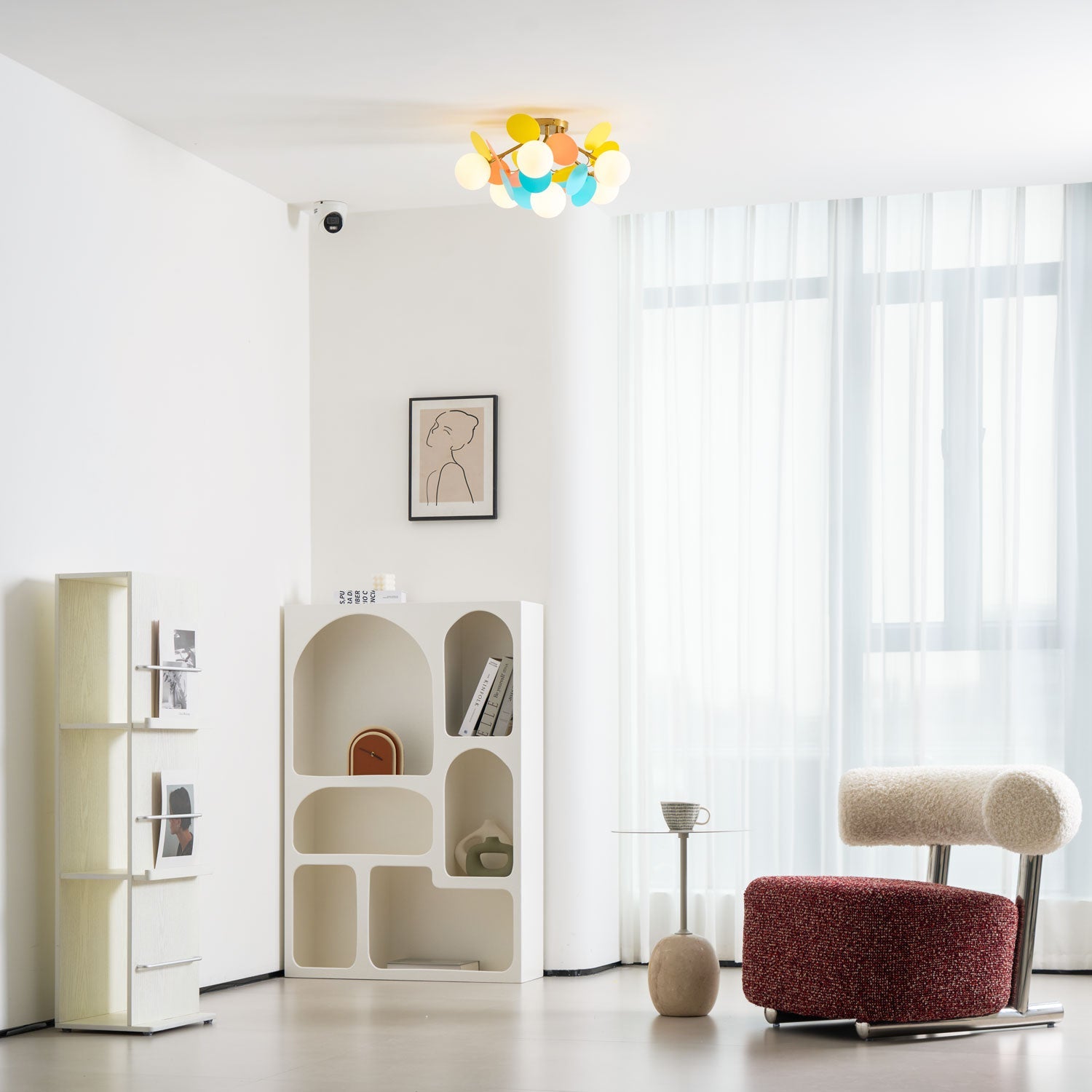 Ceiling Lamp Modern with Pastel Acrylic Discs and Globe Shades