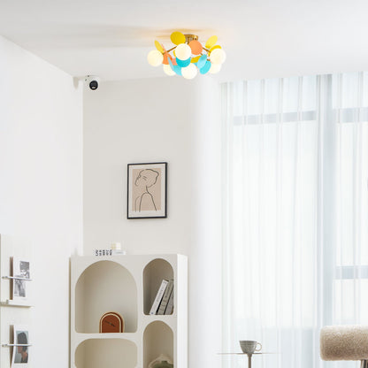 Ceiling Lamp Modern with Pastel Acrylic Discs and Globe Shades