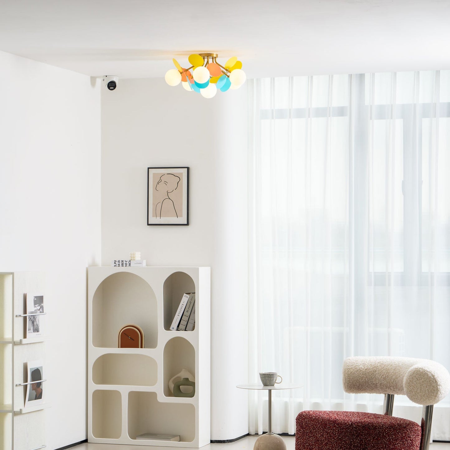 Ceiling Lamp Modern with Pastel Acrylic Discs and Globe Shades