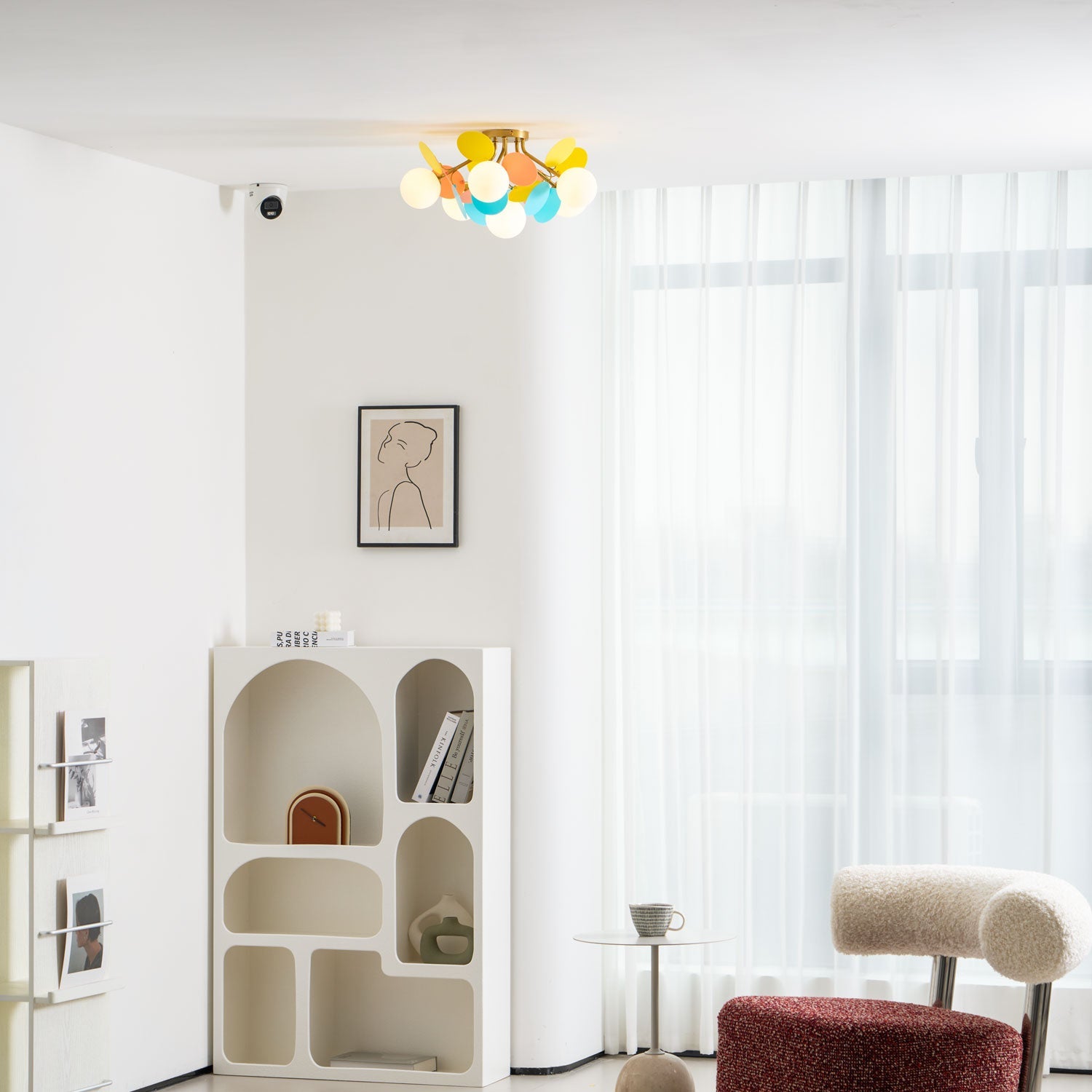 Ceiling Lamp Modern with Pastel Acrylic Discs and Globe Shades