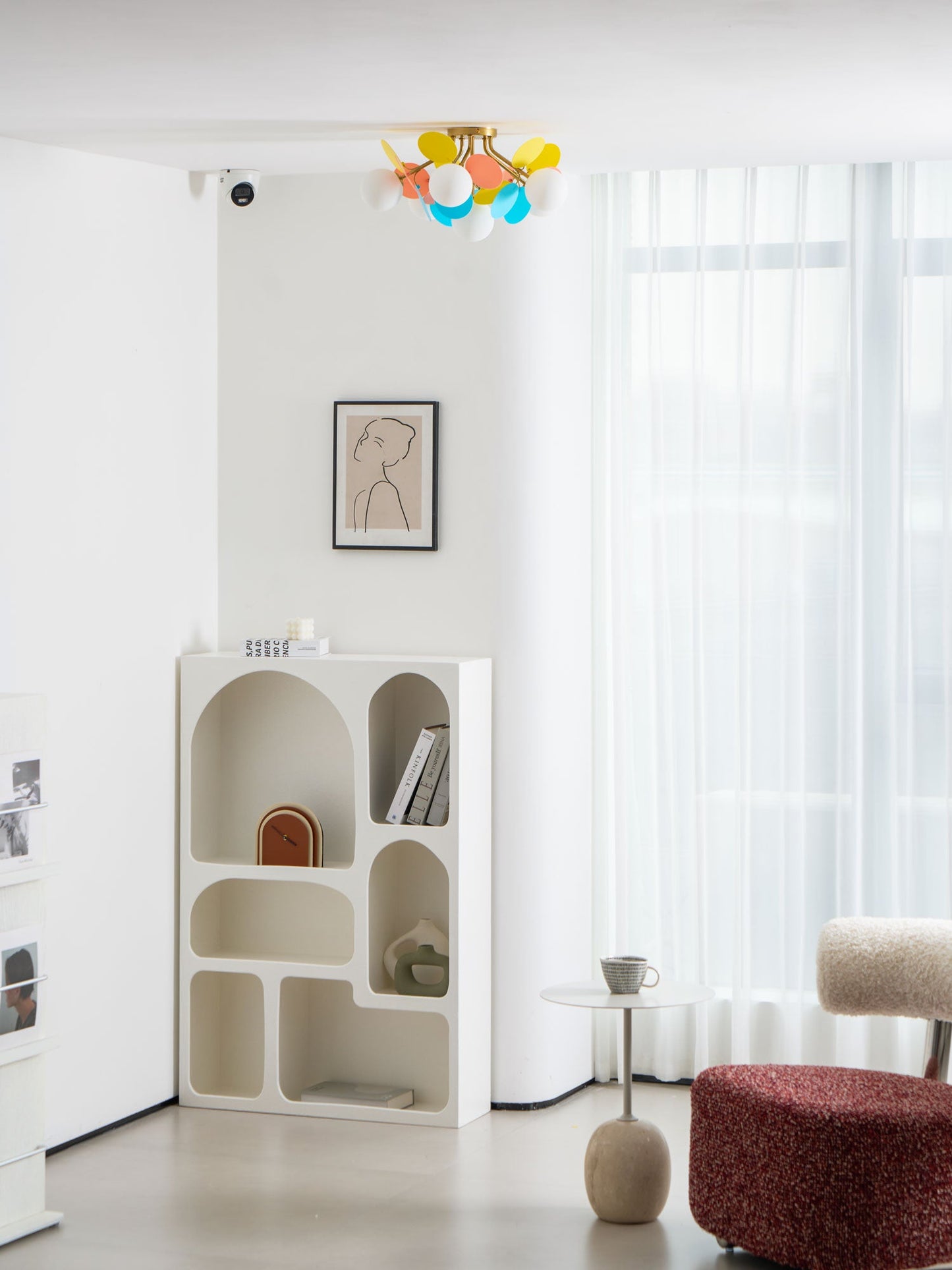 Ceiling Lamp Modern with Pastel Acrylic Discs and Globe Shades