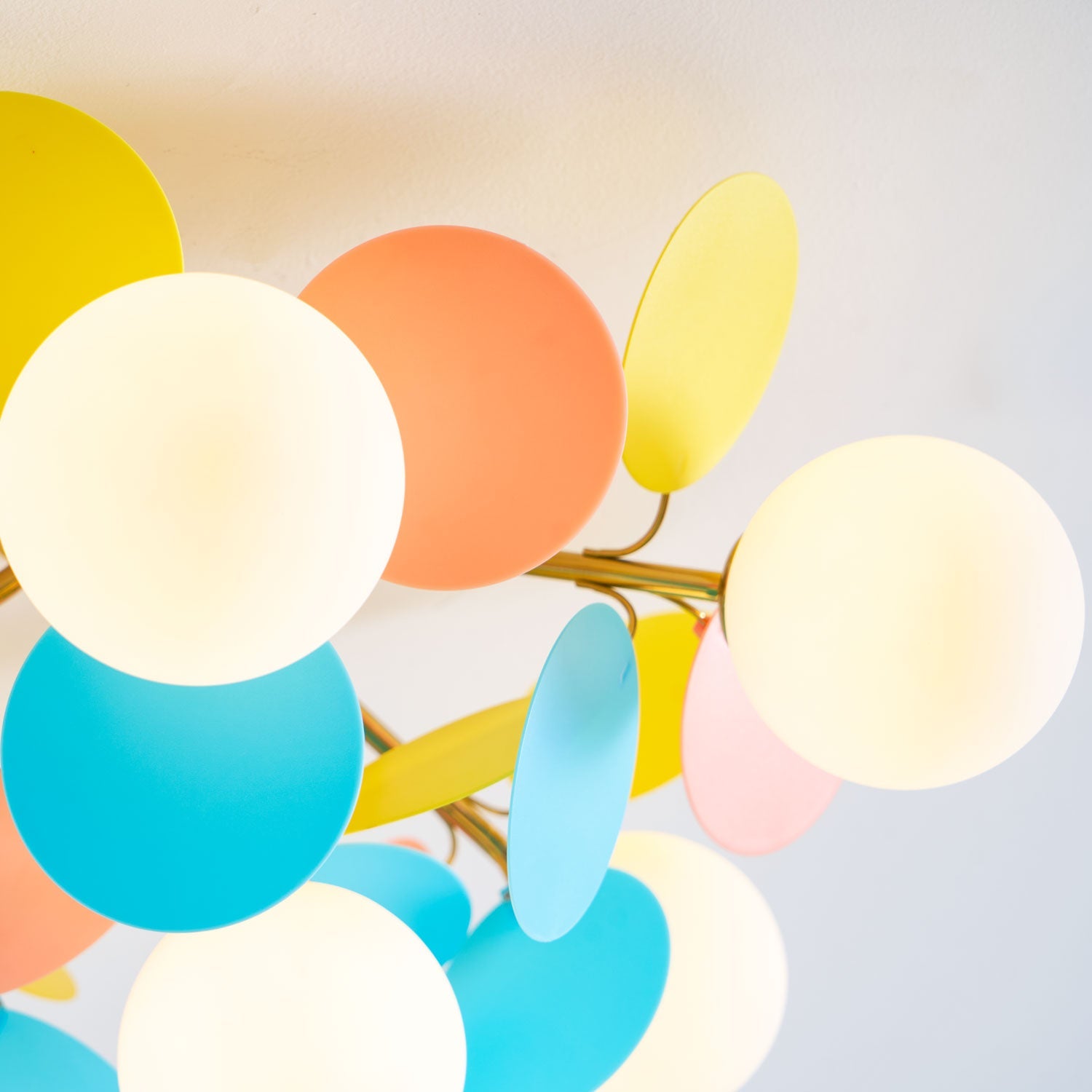 Ceiling Lamp Modern with Pastel Acrylic Discs and Globe Shades