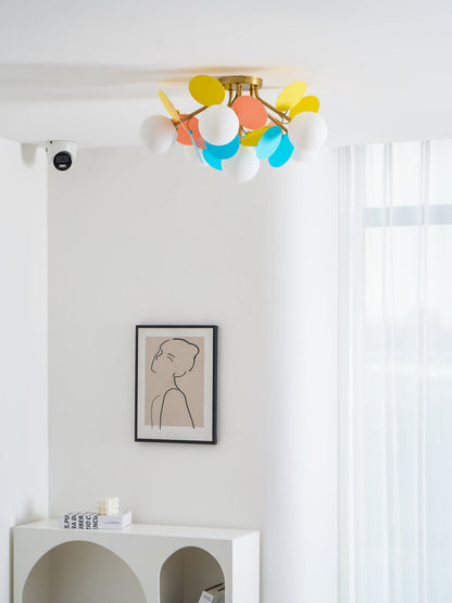 Ceiling Lamp Modern with Pastel Acrylic Discs and Globe Shades