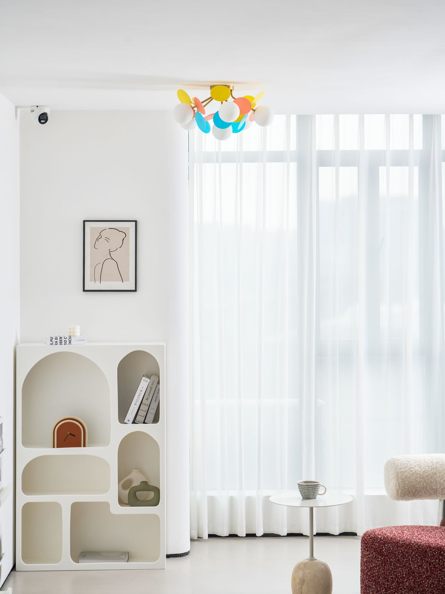 Ceiling Lamp Modern with Pastel Acrylic Discs and Globe Shades