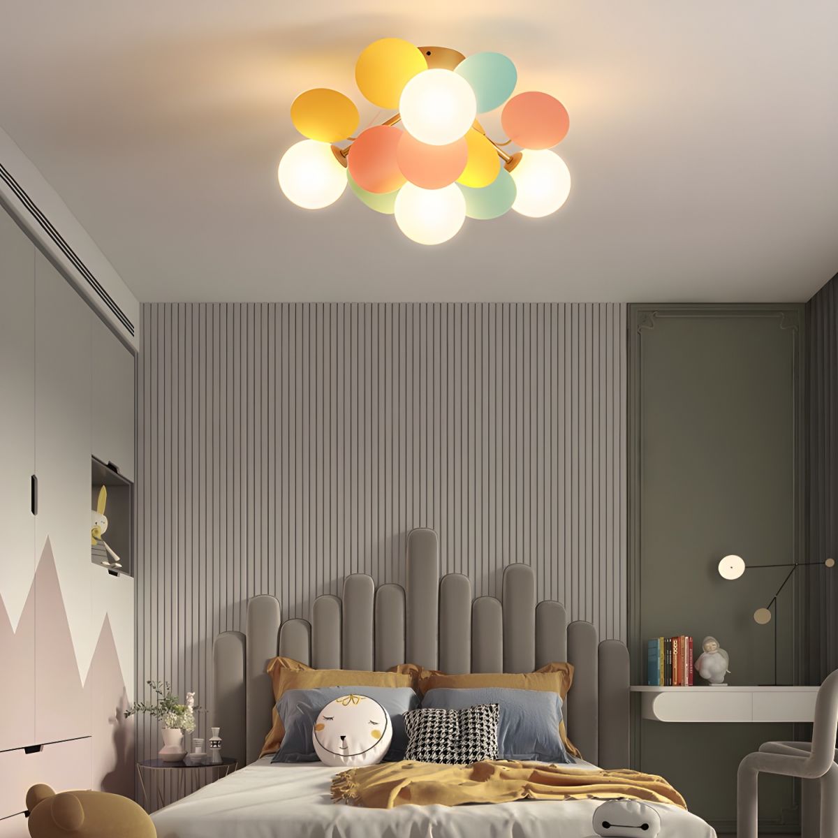 Ceiling Lamp Modern with Pastel Acrylic Discs and Globe Shades