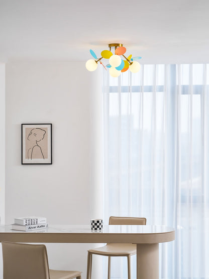 Ceiling Lamp Modern with Pastel Acrylic Discs and Globe Shades