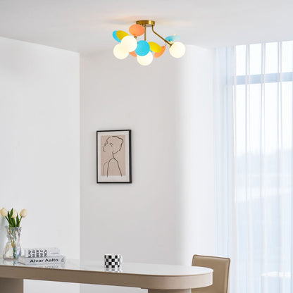 Ceiling Lamp Modern with Pastel Acrylic Discs and Globe Shades