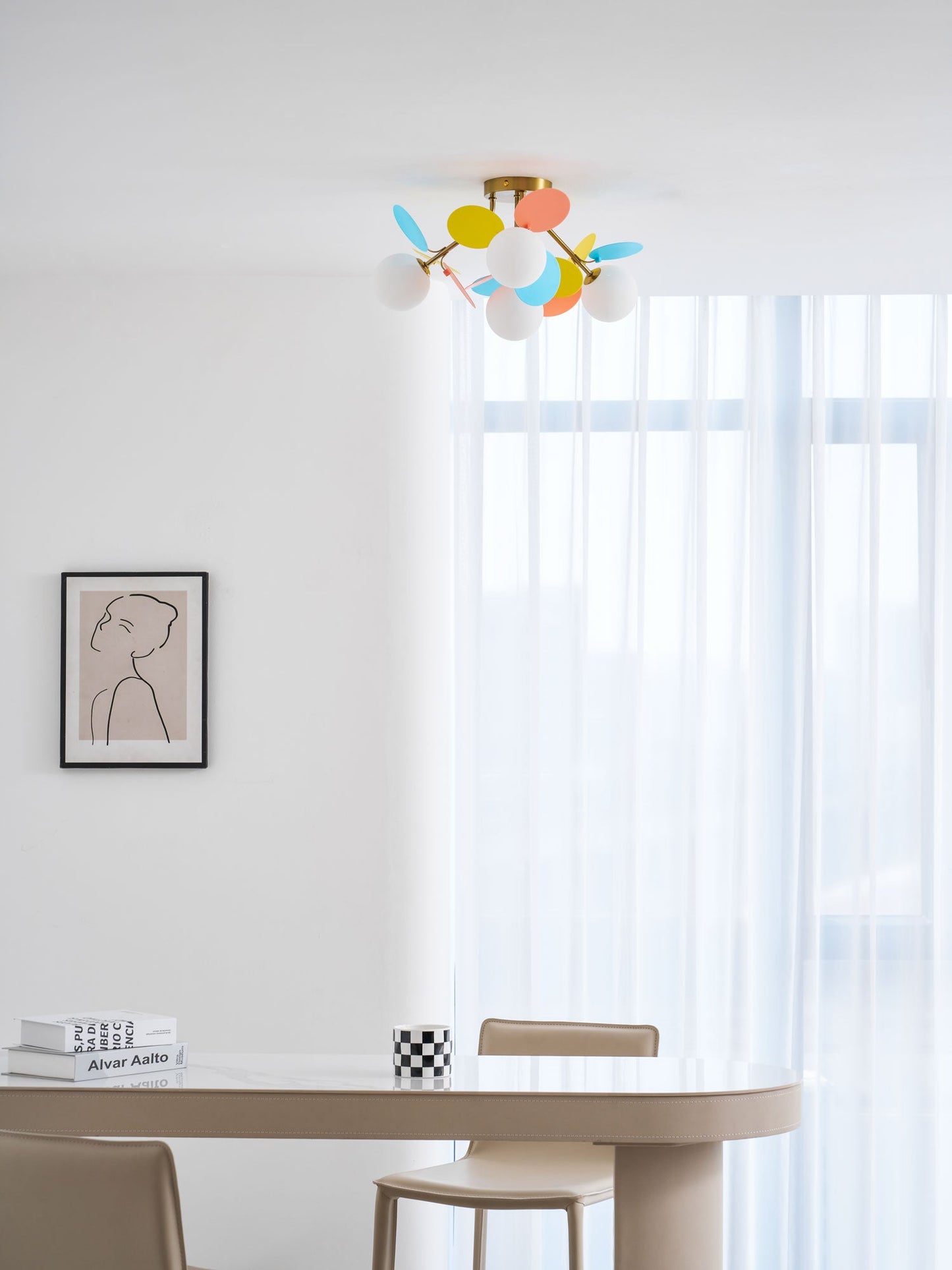 Ceiling Lamp Modern with Pastel Acrylic Discs and Globe Shades