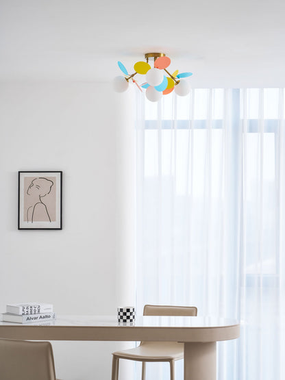 Ceiling Lamp Modern with Pastel Acrylic Discs and Globe Shades