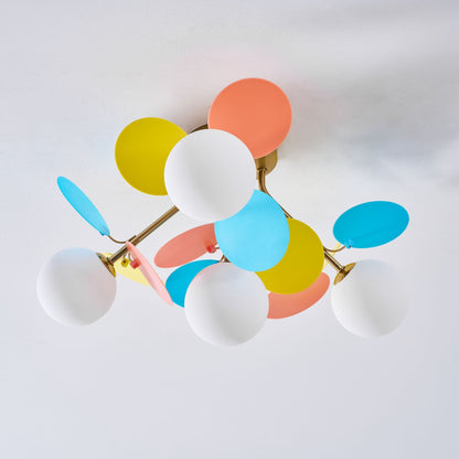 Ceiling Lamp Modern with Pastel Acrylic Discs and Globe Shades