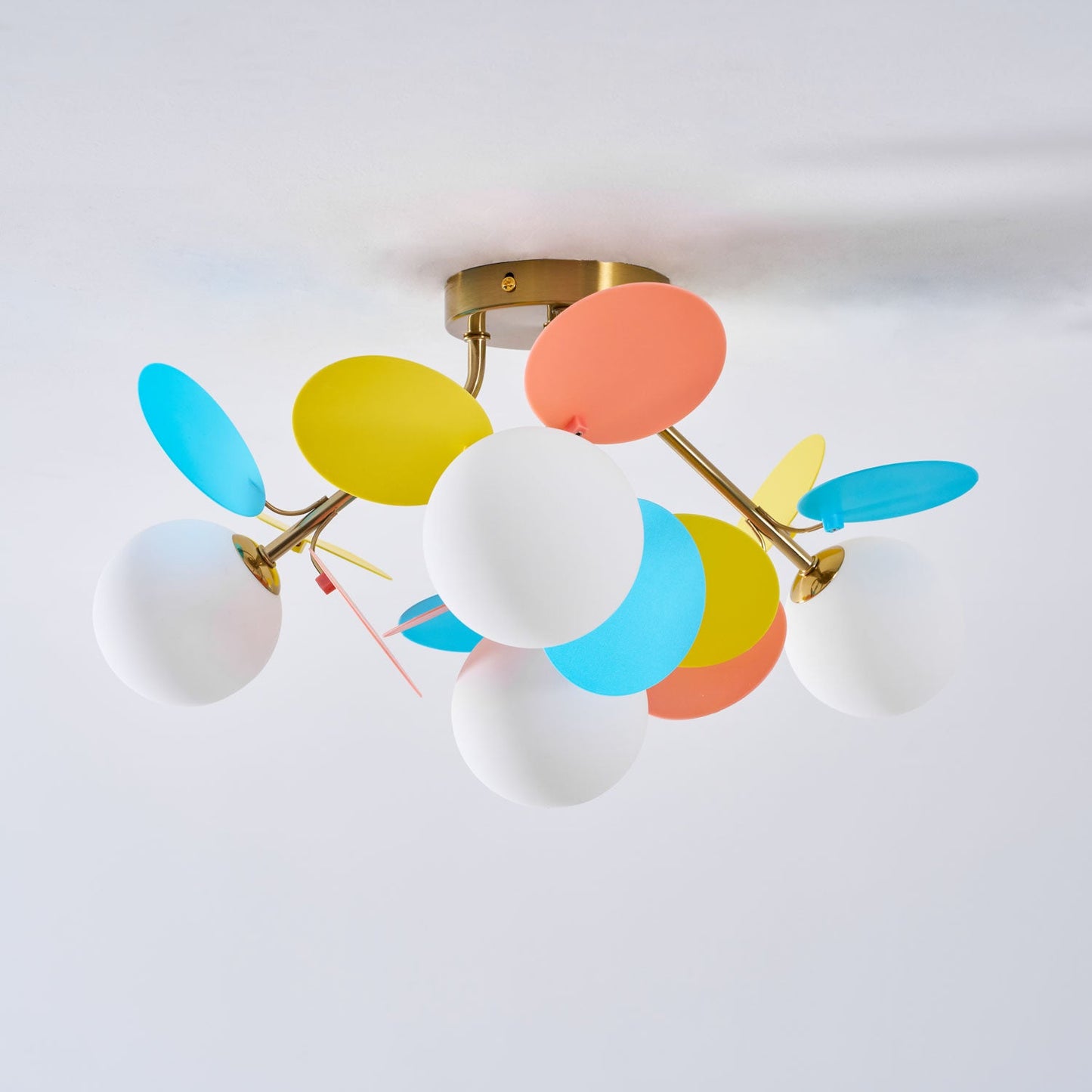 Ceiling Lamp Modern with Pastel Acrylic Discs and Globe Shades