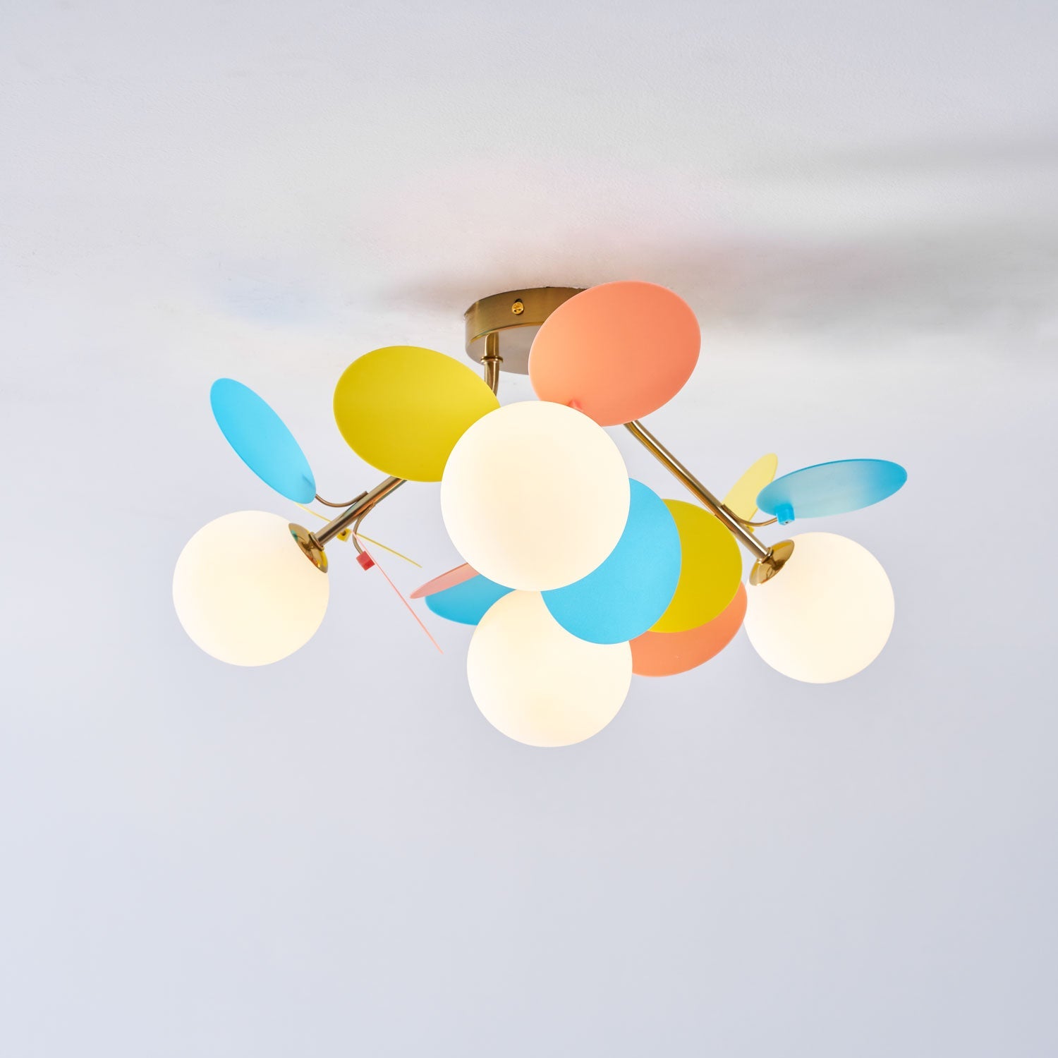 Ceiling Lamp Modern with Pastel Acrylic Discs and Globe Shades