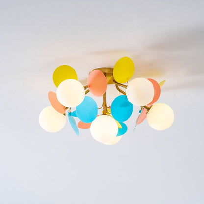Ceiling Lamp Modern with Pastel Acrylic Discs and Globe Shades