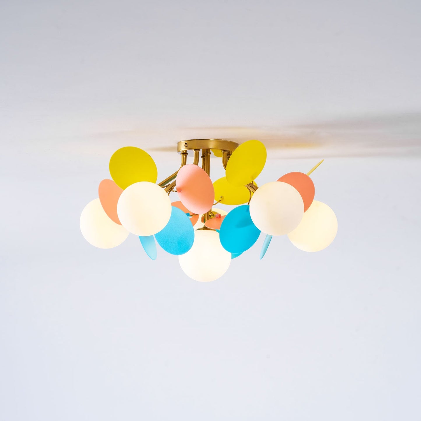 Ceiling Lamp Modern with Pastel Acrylic Discs and Globe Shades