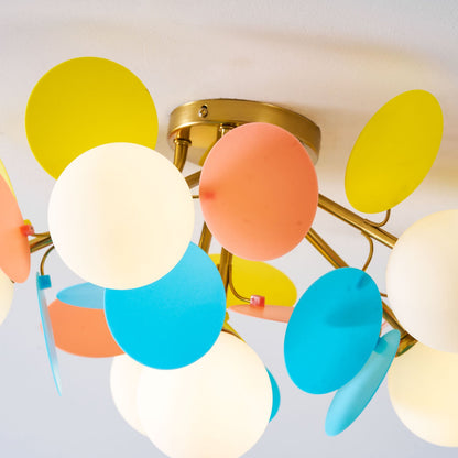 Ceiling Lamp Modern with Pastel Acrylic Discs and Globe Shades