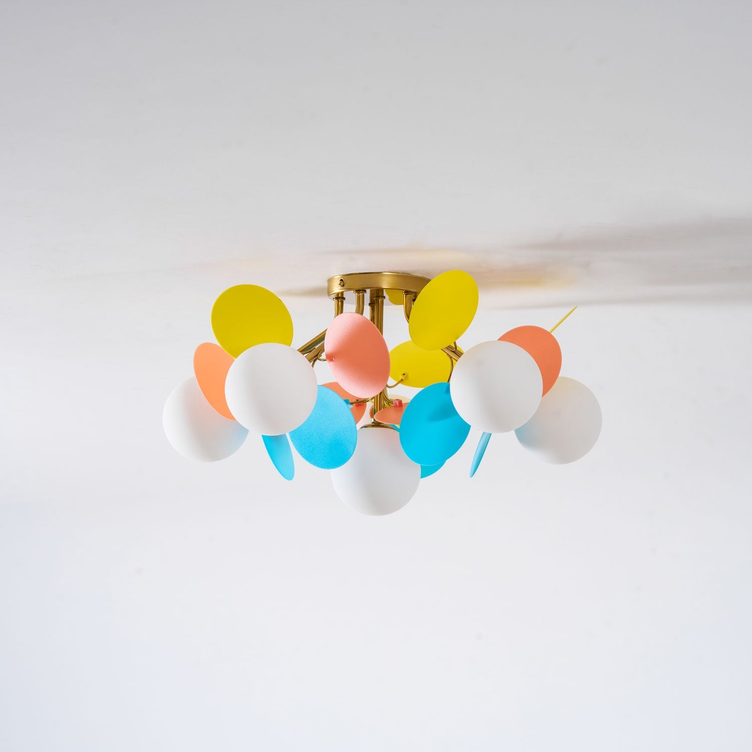 Ceiling Lamp Modern with Pastel Acrylic Discs and Globe Shades